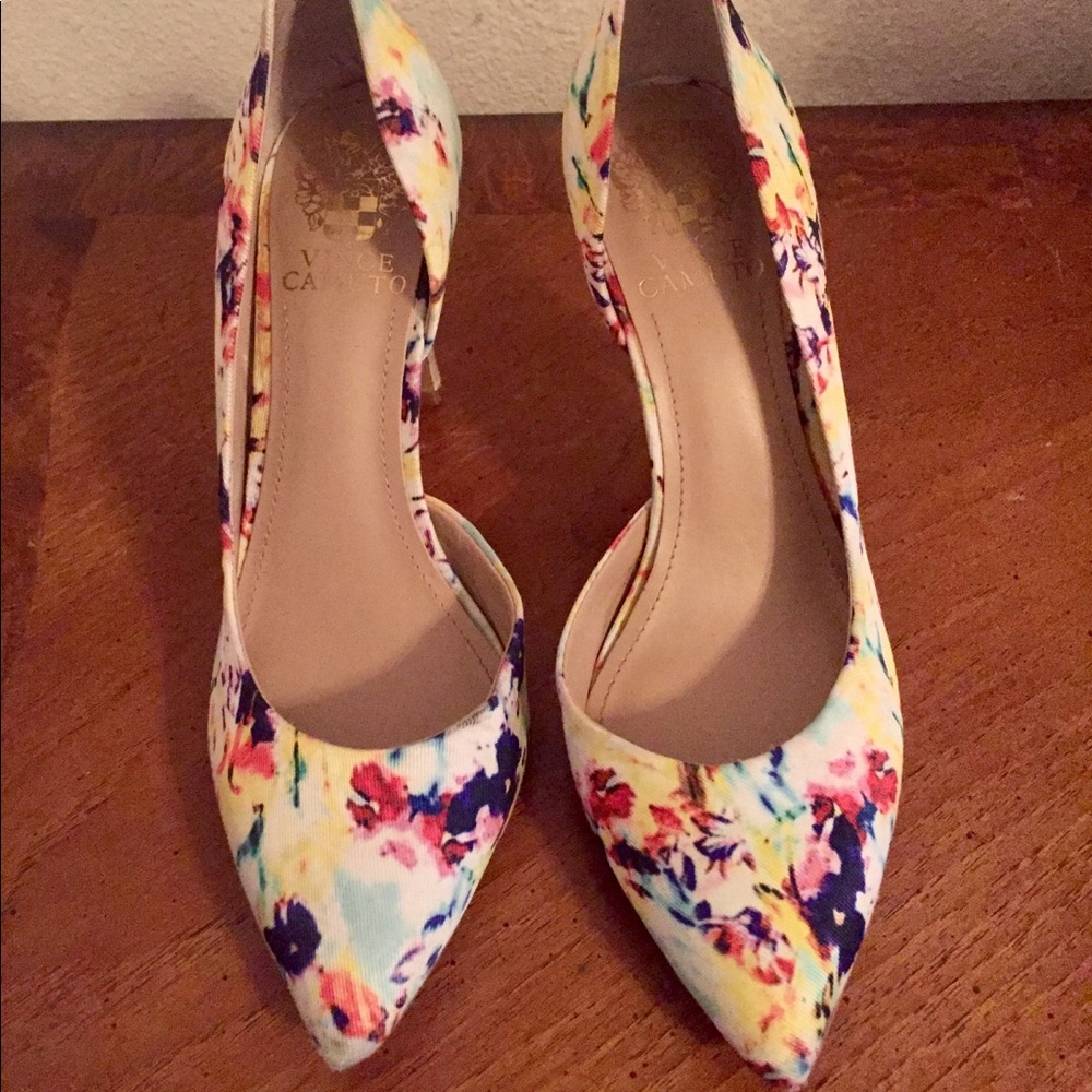 Floral multi color heels